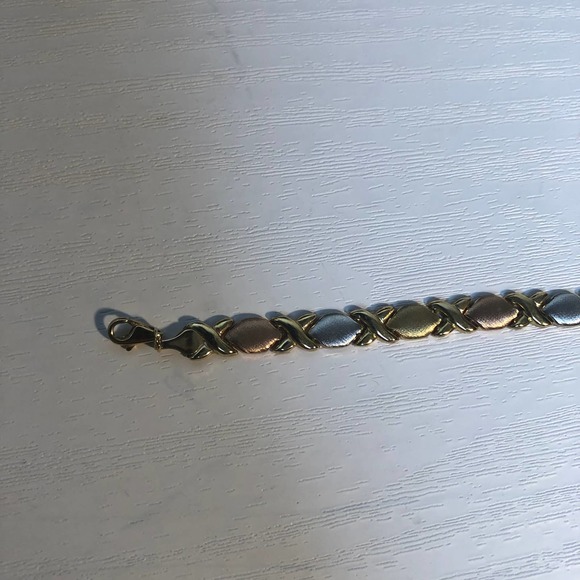 Vintage 90s JcPenney OTC 10K White Gold XO Bracelet & Earrings Set - Picture 5 of 15